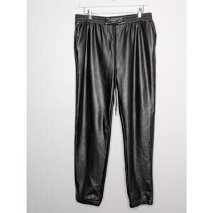 21 SAINTS Size XL Jogger Women Pants Faux Leather Drawstring Inseam 28”